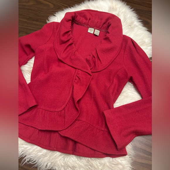 Anthropologie HWR Red Ruffled Jacket - Picture 4 of 16